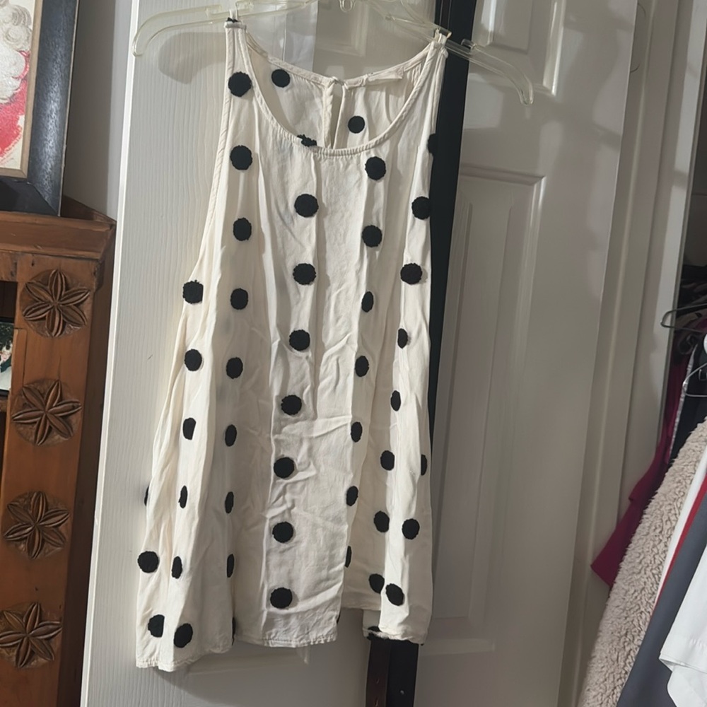 Altrd state ivory and black polka dot top